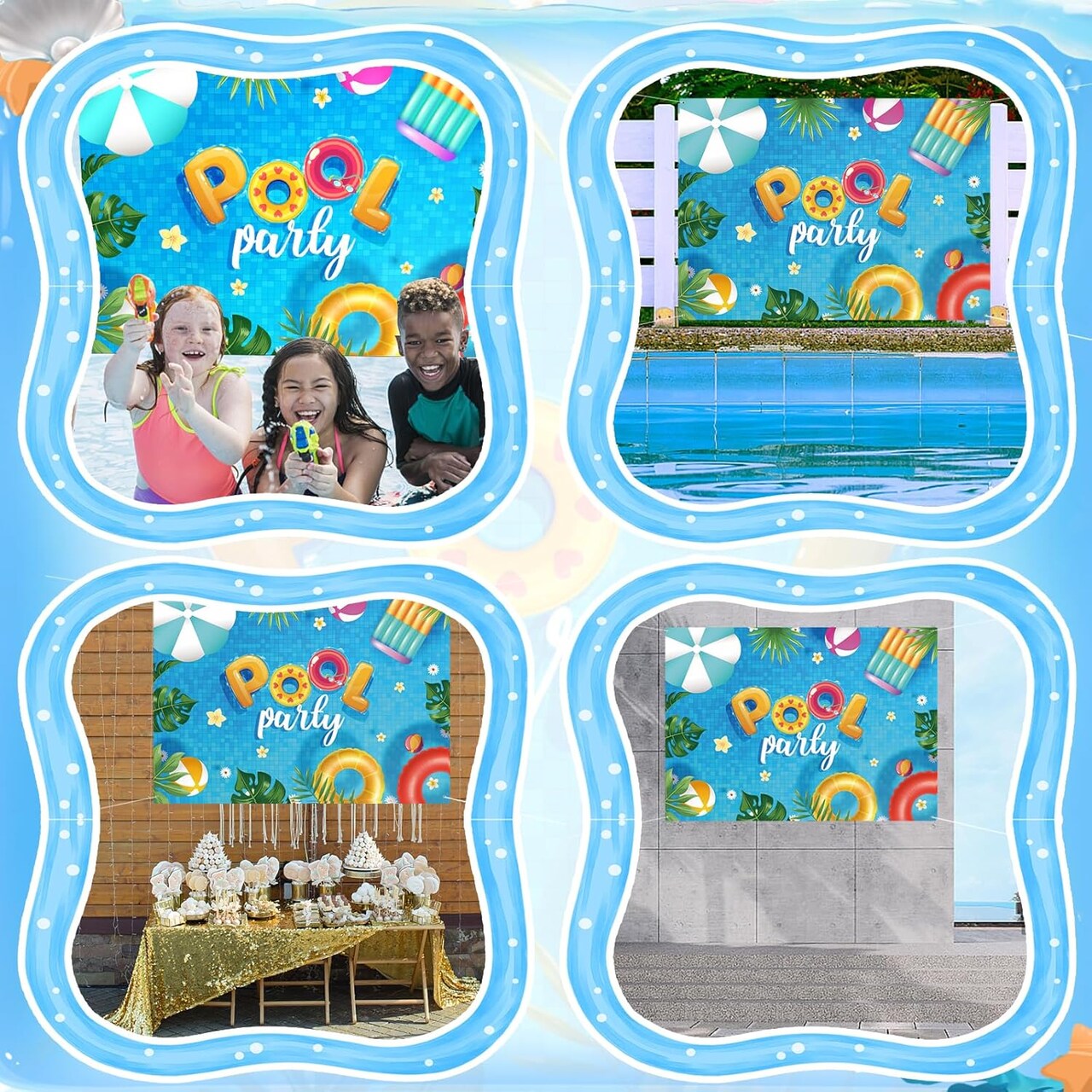 Summer Banner Pool Party Decorations, Pool Party Decorations Banner Backdrop Summer Party Decorations, Hanging Beach Themed Summer Party Decorations with Rope (72×44 Inches)